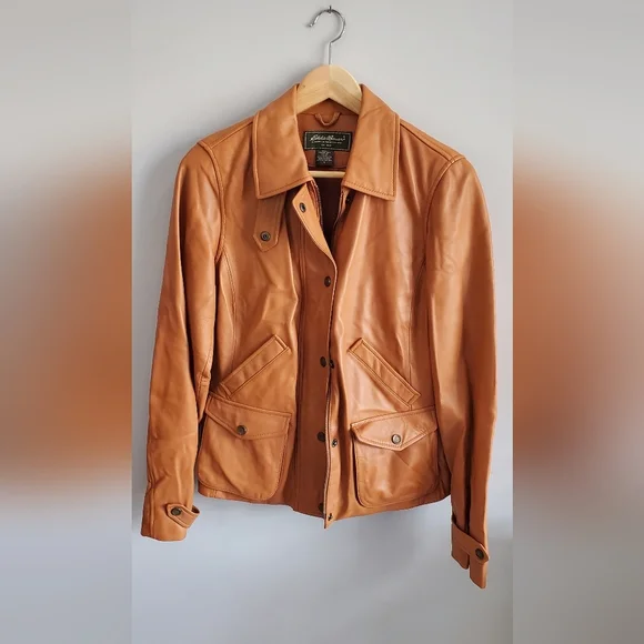 Eddie Bauer Classic Tan lambs Leather Jacket. womens small. EUC - Picture 8 of 8